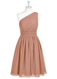 Azazie Katrina Bridesmaid Dresses Champagne Rose A-Line One Shoulder Chiffon Dress image6