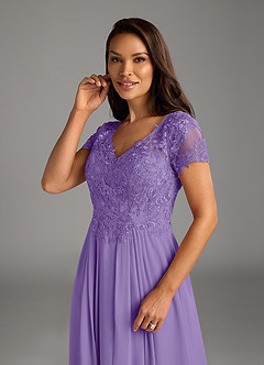 Azazie Dunja Mother of the Bride Dresses Tahiti A-Line V-Neck Lace Chiffon Dress image6