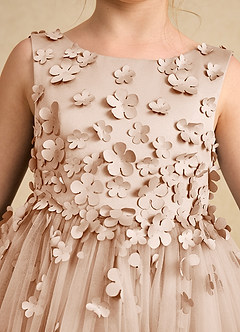 Azazie Lana Flower Girl Dresses English Rose A-Line Sleeveless Matte Satin Dress image6