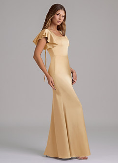 Azazie Elkie 신부 들러리 드레스 인어 스퀘어 네크라인 스트레치 새틴 바닥 길이 드레스 image3