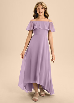 Azazie Maggie Junior Wisteria A-Line Off the Shoulder Chiffon Dress image5
