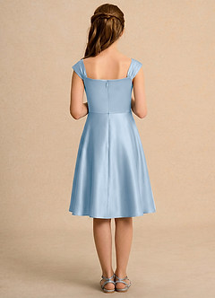 Azazie Budle Flower Girl Dresses Powder Blue A-Line Pleated Matte Satin Dress image2