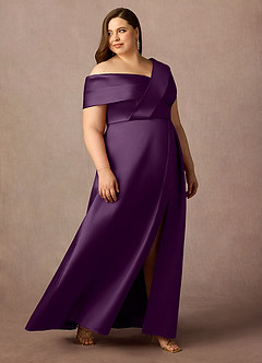 Azazie Marissa Mother of the Bride Dresses Grape A-Line Pleated  Mikado Dress image4