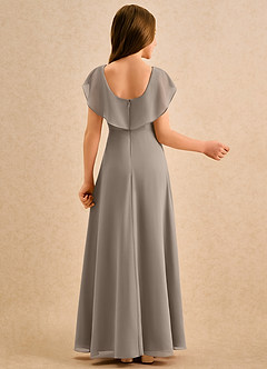 Azazie Kittie Girls Formal Robe Demoiselle D'honneur Fillette Robe Trapèze en Mousseline de soie Taupe image2