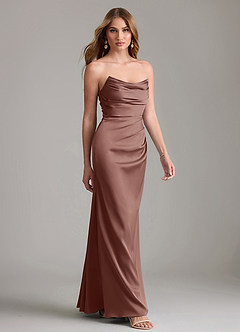 Azazie Lucille Bridesmaid Dresses Espresso Mermaid Strapless Stretch Satin Convertible Dress image4