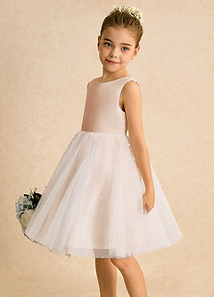 Azazie Esme Abiti da Ragazza di Fiori Abito Principessa in Tulle Fiocco Rosa Inglese image4