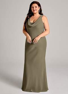 Azazie Rylina Bridesmaid Dresses Willow Green Mermaid Pleated Chiffon Dress image9