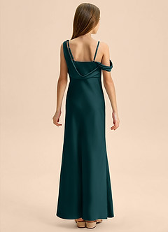 Azazie Madelyn Junior Osłona Zza ramienia Satyna elastyczna Długość podłogi Młodsza druhna Sukienka image2