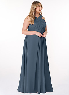Azazie Kaleigh Bridesmaid Dresses Neptune A-Line Pleated Chiffon Dress image10