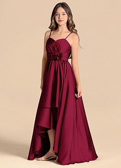 Azazie Catalina Junior Jurk van Stretch Satijn met A-Lijn Sweetheart Halslijn Bourgondië image6