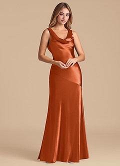 Azazie Rylina 신부 들러리 드레스 인어 메탈릭 새틴 바닥 길이 드레스 image4