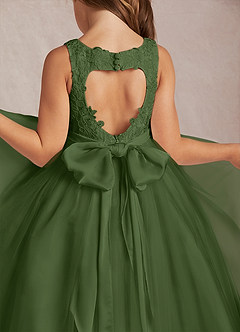 Azazie Calla Flower Girl Dresses Olive Ball-Gown Lace Tulle Dress image4
