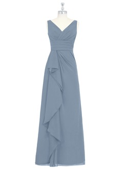 Azazie Julianna Bridesmaid Dresses Dusty Blue A-Line Chiffon Dress image6
