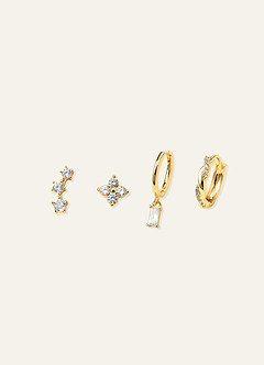 front CZ-Ohrring-Set (Creolen & Ohrstecker)