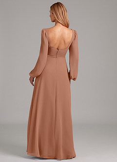 Azazie Simone Bridesmaid Dresses Bronzer A-Line Long Sleeve Chiffon Dress image2