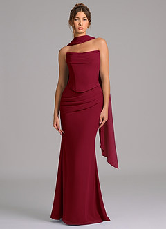 Azazie Sorrel Bridesmaid Dresses Burgundy Mermaid Corset Chiffon Dress image4