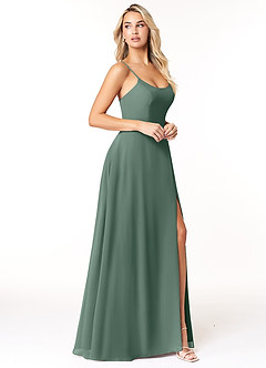 Azazie Moira Abiti da Damigella Abito A-Line in Chiffon con Scollo a U Muschio Marino image4