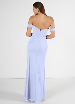 Azazie Kit Bridesmaid Dresses Lavender Mermaid Off the Shoulder Mesh Dress image2