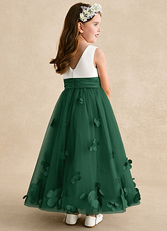 Azazie Vi Flower Girl Dresses Dark Green A-Line Sleeveless Tulle Dress image4