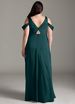 Azazie Rhea Maternity Bridesmaid Dresses A-Line Off-The-Shouler Pleated Stretch Satin Floor-Length Dress image9