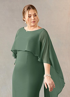 Azazie Dion Mother of the Bride Dresses Eucalyptus Sheath Scoop Stretch Crepe Dress image12