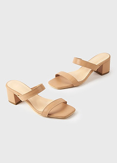 front Sandale mit zwei Riemen und niedrigem Blockabsatz