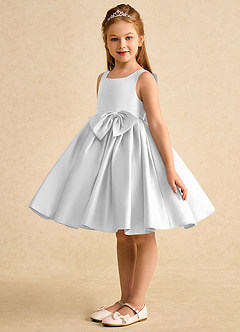 Azazie Jessie Flower Girl Dresses Diamond White A-Line Bow Matte Satin Dress image4