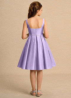 Azazie Jello Jurken voor bloemenmeisjes Baljurk Jurk van Mat Satijn Geplooid Lila image2