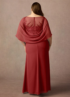 Azazie Hera Mother of the Bride Dresses Rust A-Line Lace Capelet Chiffon Dress image7
