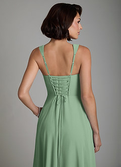 Azazie Azaria Bridesmaid Dresses Matcha A-Line Corset Chiffon Dress image2