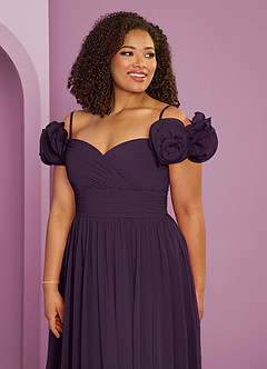 Barbie ♥ Azazie Bridesmaid Dresses Plum A-Line Off the Shoulder Chiffon Convertible Dress image18