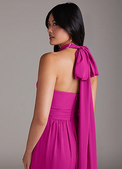 Azazie Lamara Robes de demoiselle d'honneur Combinaison Convertible en Mousseline de soie Épaule décolletée Fuchsia image11