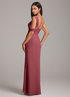 Azazie Wynter Bridesmaid Dresses Merlot Sheath Off the Shoulder Chiffon Dress image5
