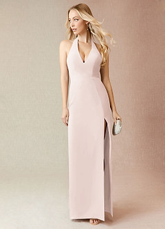 Azazie Yessi Bridesmaid Dresses Rose Petal Sheath Pleated Chiffon Dress image1