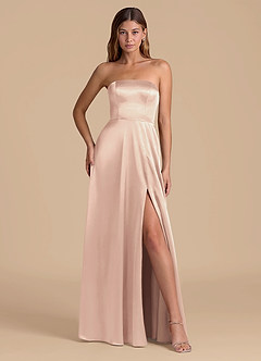Azazie Wren Bridesmaid Dresses English Rose A-Line Strapless Metallic Satin Dress image4