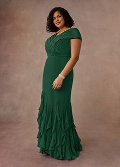 Azazie Bailora Mother of the Bride Dresses Dark Green Mermaid Ruched Chiffon Dress image7
