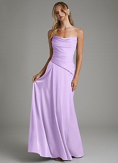 Azazie Gabriela Bridesmaid Dresses Lilac A-Line Corset Stretch Satin Dress image7