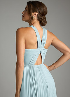 Azazie Afra Abiti da Damigella Abito A-Line in Chiffon Plissettato Nebbia image6