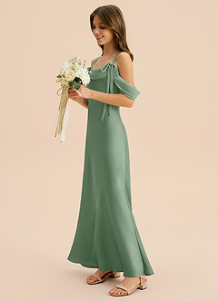 Azazie Bellalina Junior Syrena Pofałdowany Satyna elastyczna Długość podłogi Młodsza druhna Sukienka image3