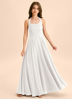 Azazie Kady Junior White A-Line Sweetheart Neckline Chiffon Dress image1