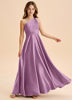 Azazie Charlize Junior Jurk van Stretch Satijn met A-Lijn Geplooid Blauweregen image5