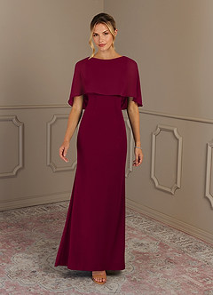 Azazie Dion Mother of the Bride Dresses Burgundy Sheath Scoop Stretch Crepe Dress image3