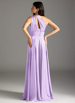 Azazie Charlize Bridesmaid Dresses Lilac A-Line One Shoulder Stretch Satin Dress image6