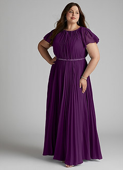 Azazie Kara Modest Bridesmaid Dresses A-Line Pleated Chiffon Floor-Length Dress image13