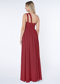 Azazie Molly Final Sale Dusty Blue A-Line One Shoulder Chiffon Dress image3