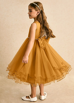 Azazie Lass vestidos de niña de las flores Vestido de Caramelo de Tul de Corte En A con Lazo image3