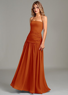 Azazie Vashti Robes de demoiselle d'honneur Robe Trapèze en Mousseline de soie Paprika image4