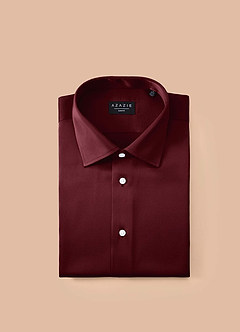 front Julian Cabernet Stretch Satin Dress Shirt