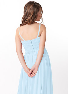 Azazie Astrid Junior Sky Blue A-Line Floral Chiffon Dress image4