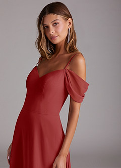 Azazie Marley Bridesmaid Dresses Rust A-Line Off the Shoulder Chiffon Convertible Dress image8